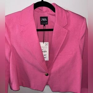 ZARA PINK CROPPED BLAZER NWT